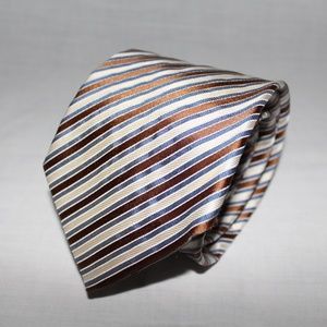 Pal Zileri gold, cream, blue, striped tie 3.5x58"